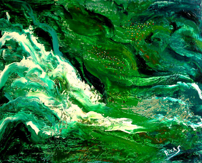 Cuadro La cascada verde - Obra de Paqui Rivas